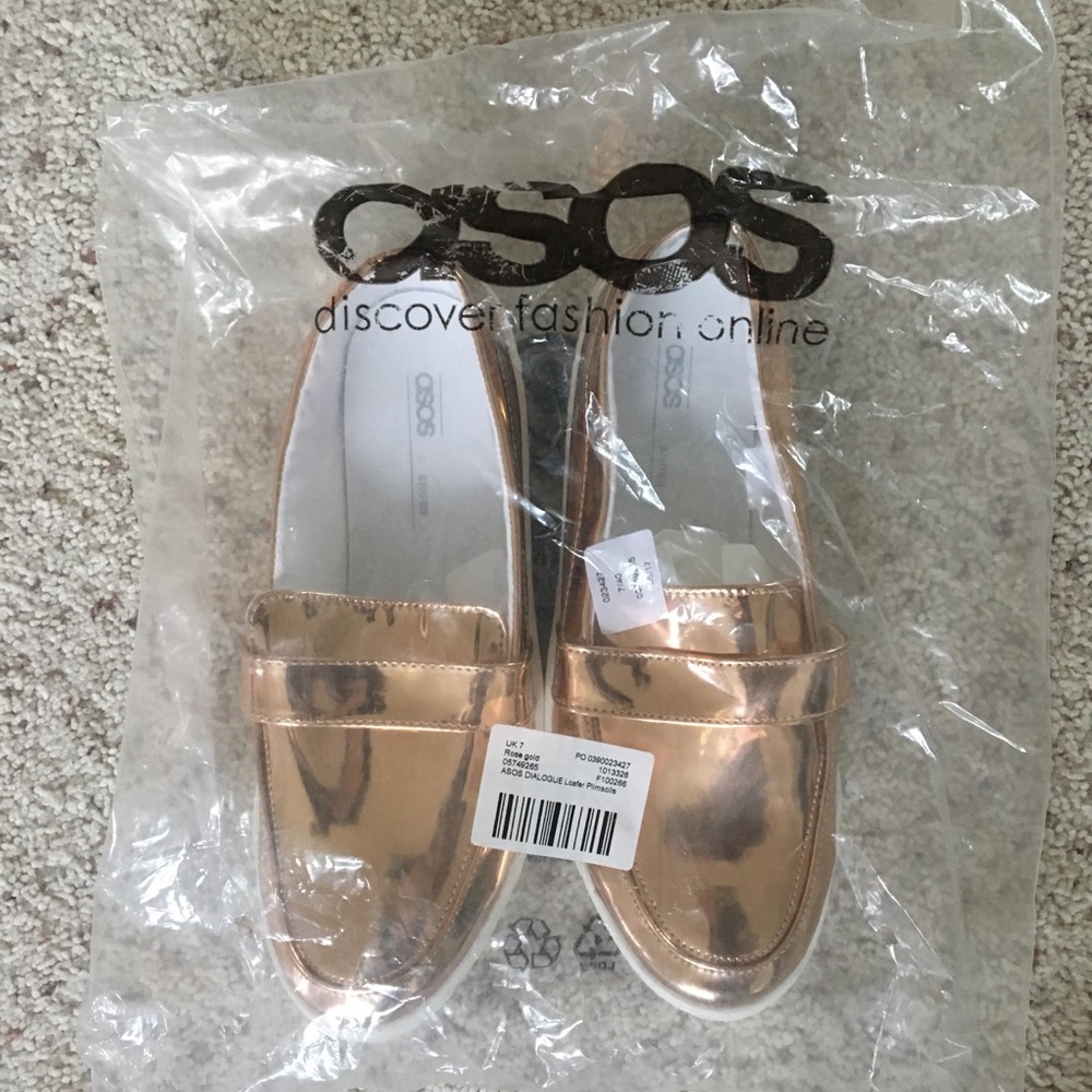 ASOS rose gold loafers